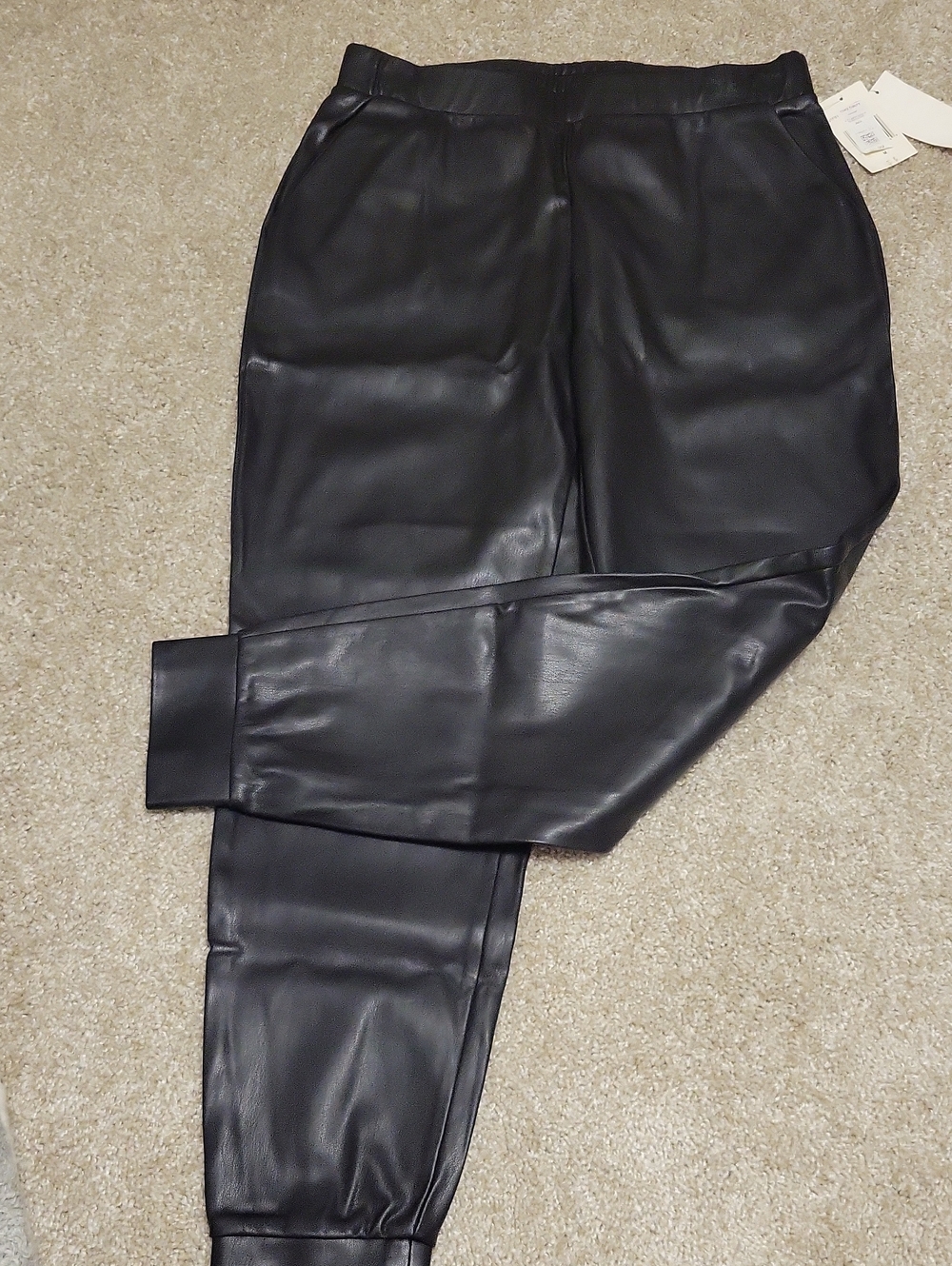 Juicy Couture Womens Black Faux Leather Joggers